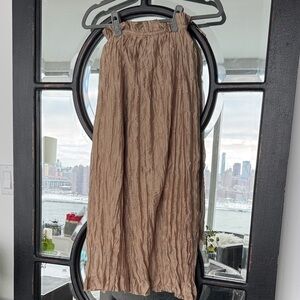 J.Crew champagne crinkle midi skirt